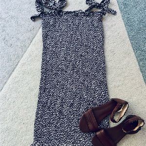 in loom Black and White Smocked Dress